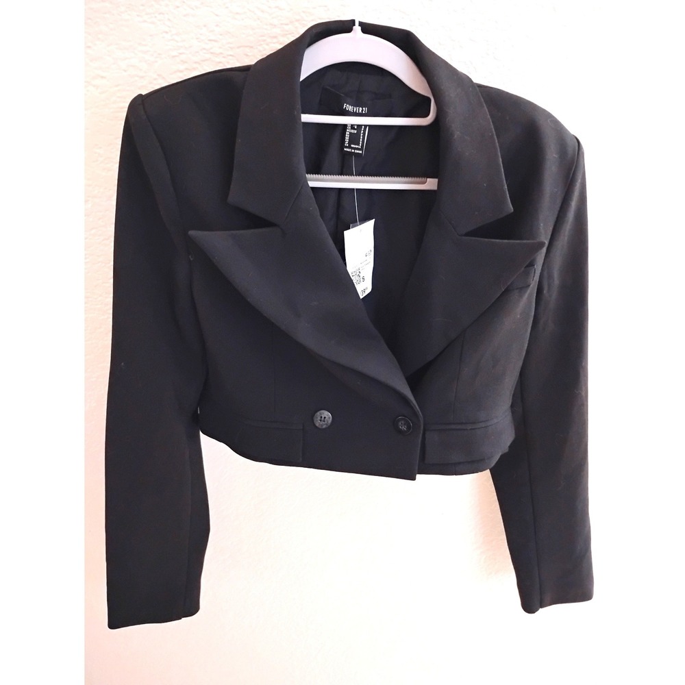 Forever 21 Cropped Double Breasted Blazer Jacket S corporatechic dark academia - Picture 1 of 7